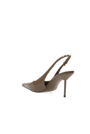 Patent Leather Slingback Mid-Heel Court Shoes in Taupe - Image 2 of 6