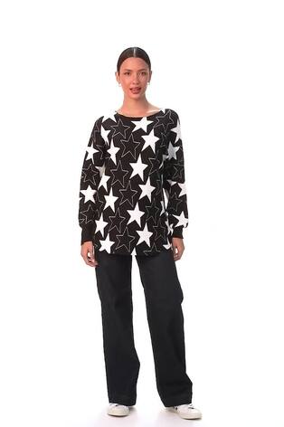 Czarny - Roman Star Print Long Sleeve Knit Jumper - Image 2 of 6