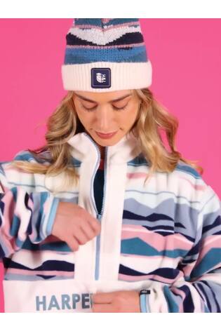 Harper & Lewis Cream Cream Bodie Retro Pattern Quarter Zip Fleece - Image 2 of 9