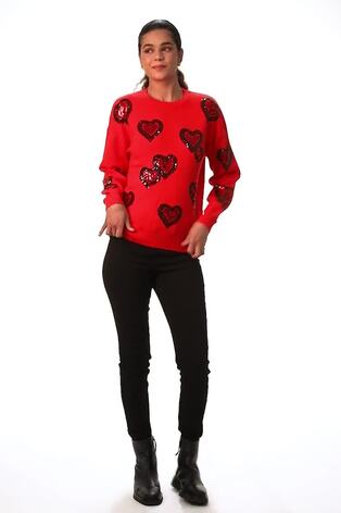 Roman Orange Heart Sequin Detail Jumper - Image 2 of 6