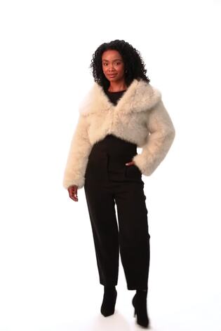 Buy Roman Natural Petite Cropped Fur Coat from Next USA