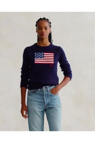 Polo Ralph Lauren Blue Flag CN Long Sleeve Pullover Jumper - Image 2 of 6