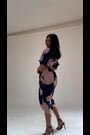 Girl In Mind Navy blue floral Short Sleeve Chelsea Wrap Dress - Image 2 of 5