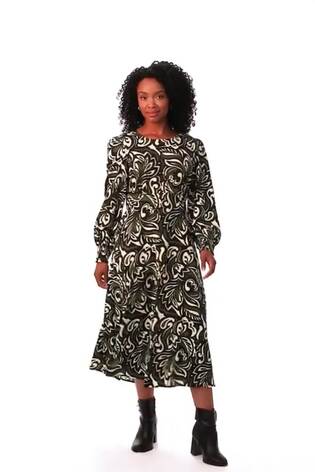 Roman Petite Printed Shirred Midi Dress - Imagen 2 de 6
