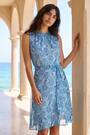 Roman Blue Floral Shimmer Tie Waist Dress - Image 2 of 6