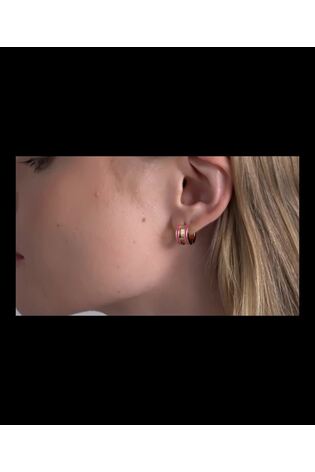 Kullanvärinen/Vaaleanpunainen - Ted Baker ROLO -korvakorut, joissa on kullanväriset emalikuviot ja rullatut päärmäysnapit. - Kuva 2 / 5