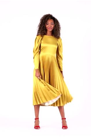 Buy Closet Yellow London Pleated Dress from Next Luxembourg