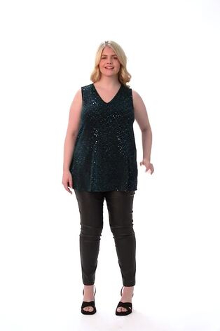 Roman Blue Curve Sparkle Stretch Tunics Top - Image 2 of 6