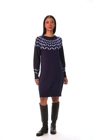 Roman Blue Chevron Print Jumper Dress - Image 2 of 6