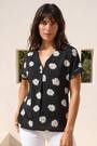 Roman Black Daisy Print Pleat Front Top - Image 2 of 5