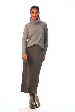 Roman Grey Soft Touch Rib Midi Skirt - Image 2 of 6