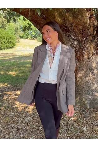 Lipsy x Gemma Owen Grey Tailored Check Double Breasted Blazer - Image 2 of 7