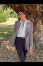 Lipsy x Gemma Owen Grey Tailored Check Double Breasted Blazer - Image 2 of 7