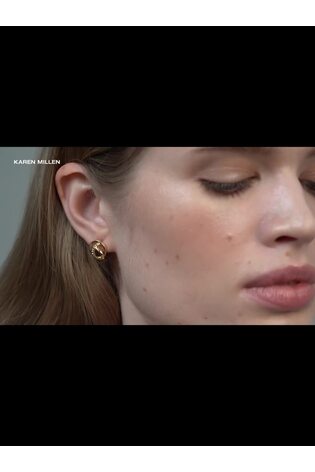 Karen Millen Gold Tone Crystal Ribbon Stud Earrings - Image 2 of 6