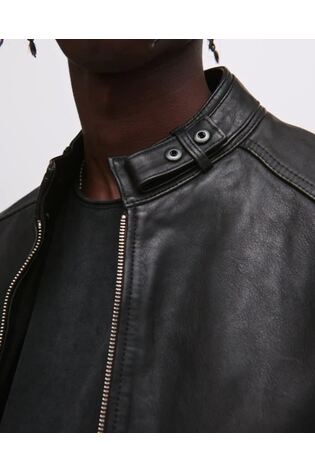 AllSaints Black Cora Leather Jacket - Image 2 of 10