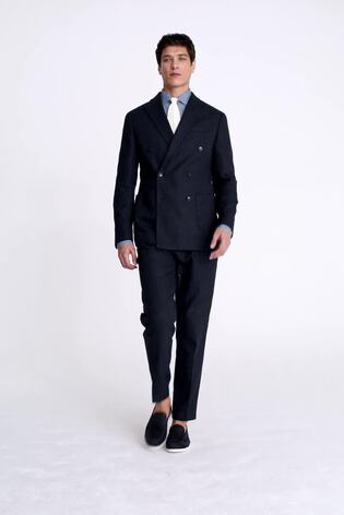 MOSS Tailored Fit Blue Herringbone Jacket - Image 2 of 5