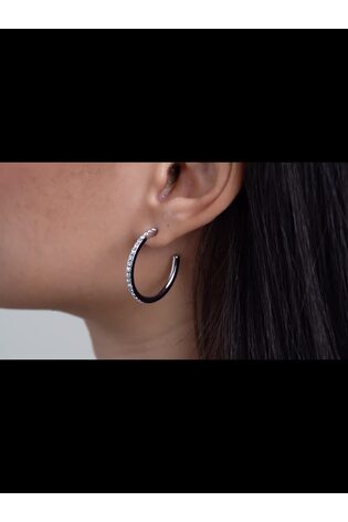 Ted Baker Silver Medium Tone Large Claire Crystal Hoop Earrings - Image 2 of 7