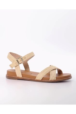 Dune London Natural Lassey Cross Strap Sandals