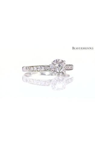 Beaverbrooks 18ct White Gold Diamond Halo Engagement Ring - Image 2 of 6
