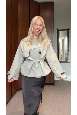 Black Satin Midi Skirt With Lace Trim - Image 2 of 9