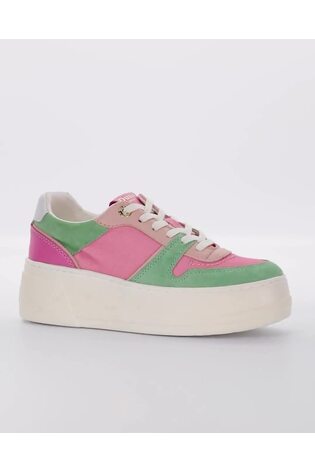 Dune London Pink Evangelyn Flatform Lace Up Trainers