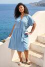 Roman Blue Curve Buttoned Shirt Dress - Image 2 of 6