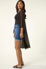Roman Black 3/4 Sleeve Mesh Longline Kimono - Image 2 of 5