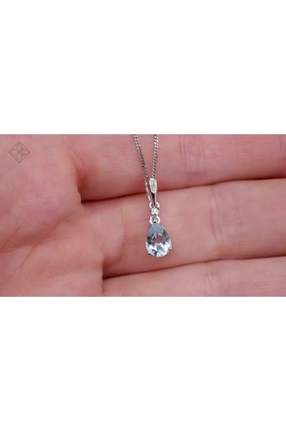 The Diamond Store 9K White Gold Blue Topaz Stellato Collection Diamond Necklace - Image 2 of 4