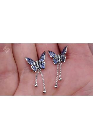 The Diamond Store Blue Stellato Collection Sapphire Butterfly Diamond Earrings 9K White Gold