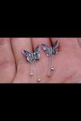 The Diamond Store Blue Stellato Collection Sapphire Butterfly Diamond Earrings 9K White Gold Tone - Image 2 of 5