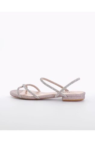 Dune London Gold Wide Fit Dune Nightengale Embellished Flat Sandals - Image 2 of 7