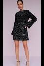 Pretty Lavish Black Bow Cluster Sequin Shift Dress - Image 2 of 5