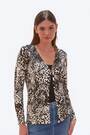 Roman Black Embellished Animal Print V-Neck Cardigan - Image 2 of 6