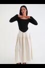 Amy Lynn Cream Nancy Long Sleeve Contrast Ribbed Knit & Cotton Midaxi Dress - Image 2 of 7
