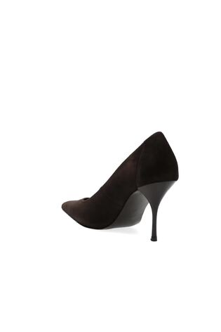 Suede Pointed-Toe Mid-Heel Court Shoes in Dark Chocolate - Image 2 of 6