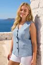 Roman Blue Curve Buttoned Relaxed Waistcoat - Image 2 of 7