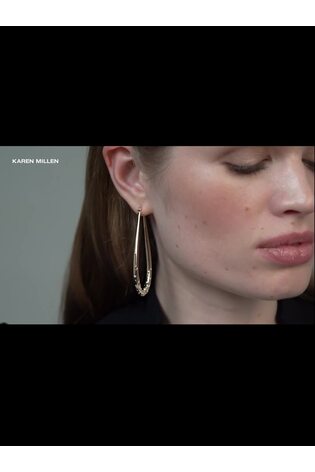 Karen Millen Gold Tone Crystal Sprinkle Loop Earrings - Image 2 of 4