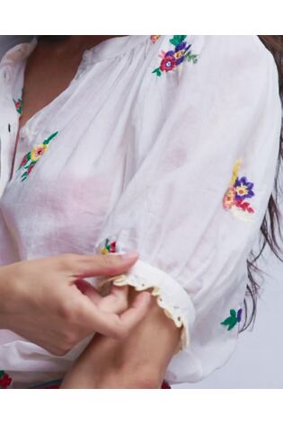 Boden Cream Camille Short Sleeve Top - Image 2 of 6