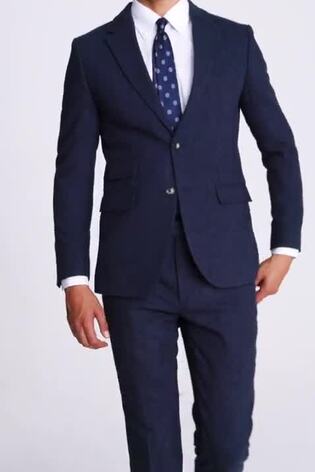 MOSS Slim Fit Blue Donegal Suit: Jacket - Image 2 of 7