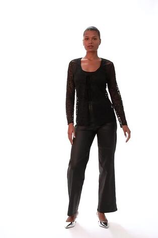 Roman Black Front Tie Lace Cardigans - Image 2 of 6