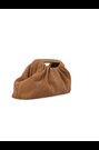 Suede Croc-Embossed Pouch Clutch Bag in Tan - Image 2 of 8