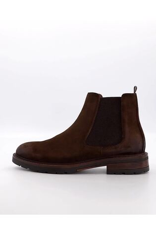 Dune London Brown Cheltenham Brushed Suede Chelsea Boots