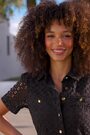 Sosandar Black Broderie Mini Shirt Dress - Image 2 of 6