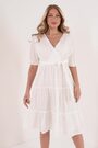 Quiz White Embroidered Wrap Tiered Midi Dress - Image 2 of 6