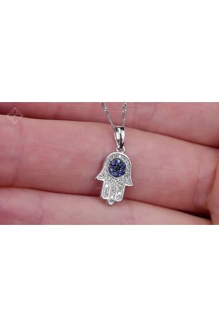 Buy The Diamond Store Blue Sapphire Black Diamond Hamsa Evil Eye Pendant Necklace 9K White Gold from the Next UK online shop