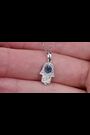The Diamond Store Blue Sapphire Black Diamond Hamsa Evil Eye Pendant 9K White Gold Tone Necklace - Image 2 of 5