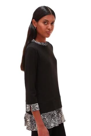 Roman Black Abstract Print Trim Tunic - Image 2 of 6