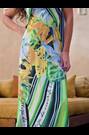 Lipsy Green Floral Print Stripe Fringe Scarf Halter Maxi Dress - Image 2 of 6