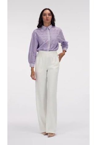 leem Cream Front Pleats Relaxed Trouser - Image 2 of 5 leem Cream Front Pleats Relaxed Trouser - Image 2 of 5