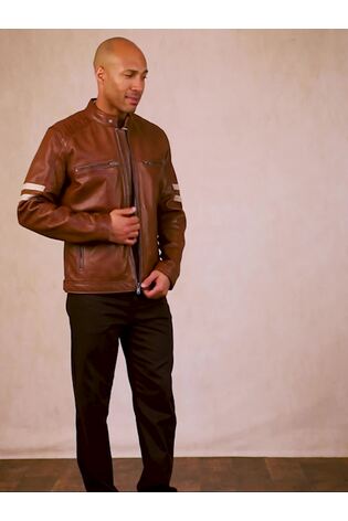 チョコ　新品　タグ付き　NKINT レザーブルゾン　ブラウン　０ Buy Lakeland Leather Brown Charlie II Racer Jacket from Next USA